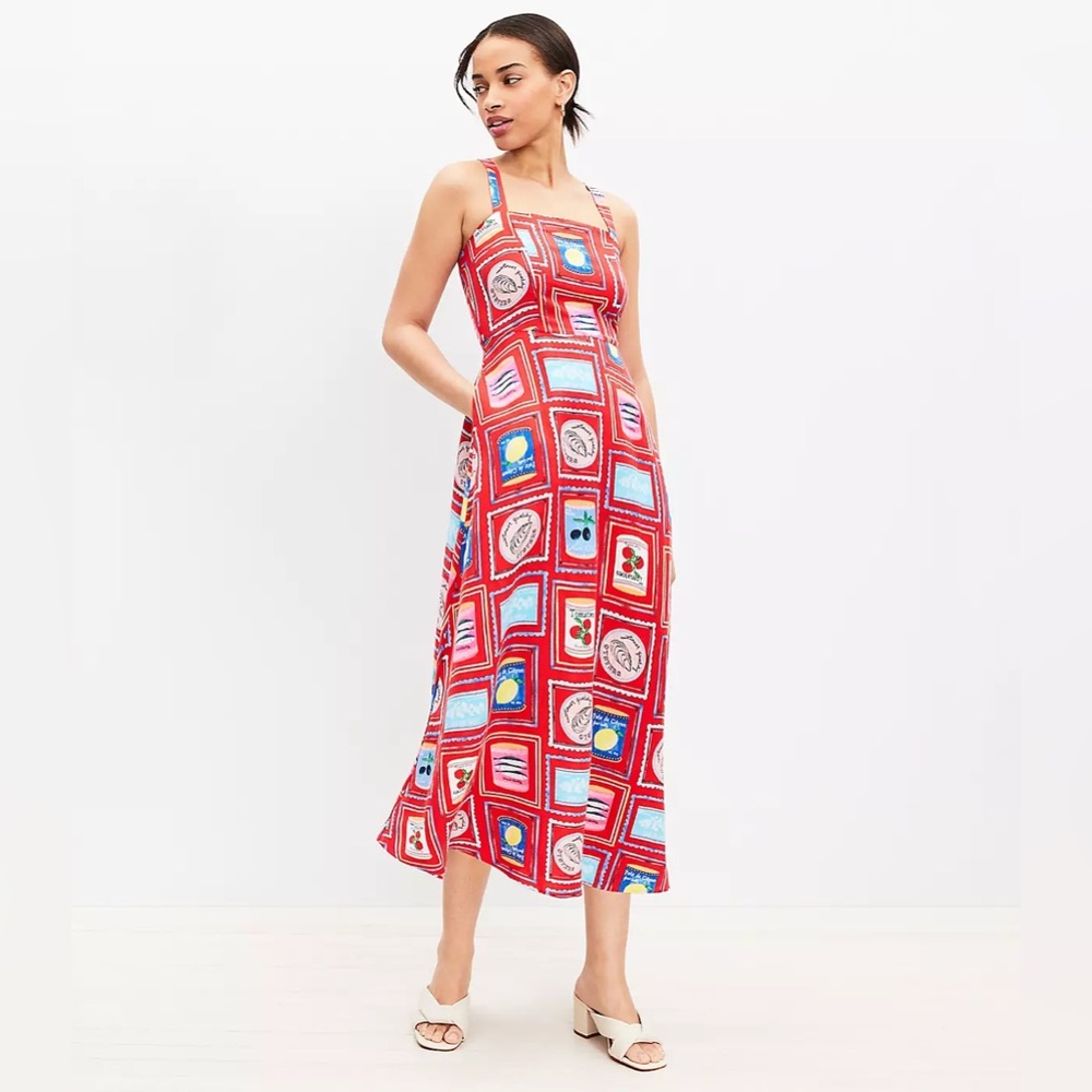 LOFT Can Print Linen Blend Dress